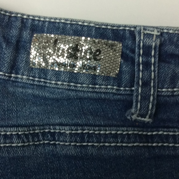 Justice Girls Denim Shorts Sequin Pockets Sz 10R - Picture 6 of 6